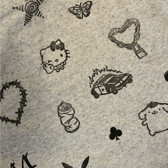 XXL blocked printed Old Navy pre-owned short sleeve crop raglan sweatshirt - Picture 4 of 5